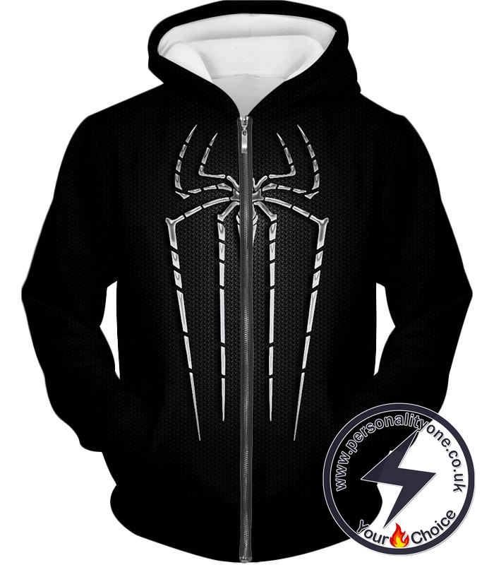 Awesome Black Spiderman Logo Promo Cool Zip Up Hoodie